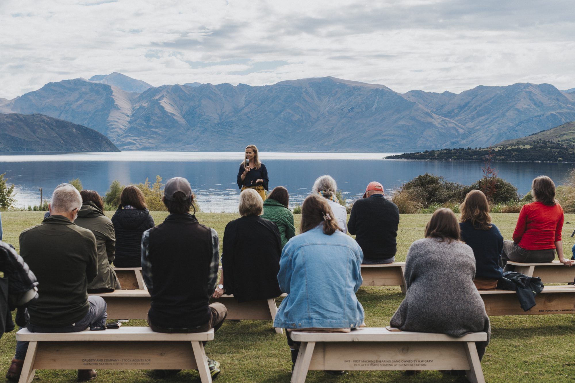 Woman speaking at a community event