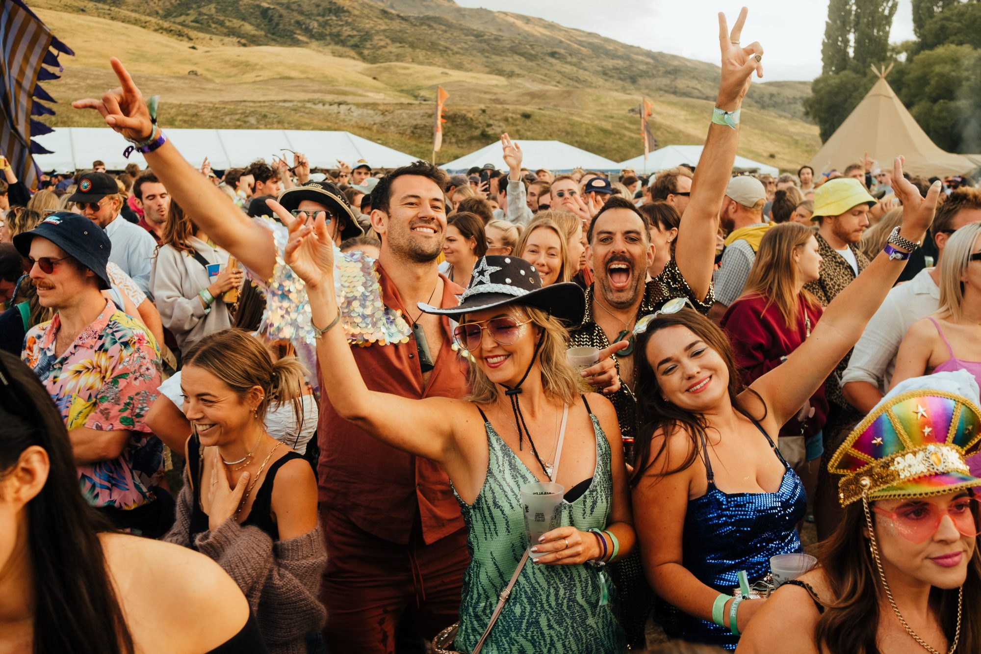 People in a crowd dancing