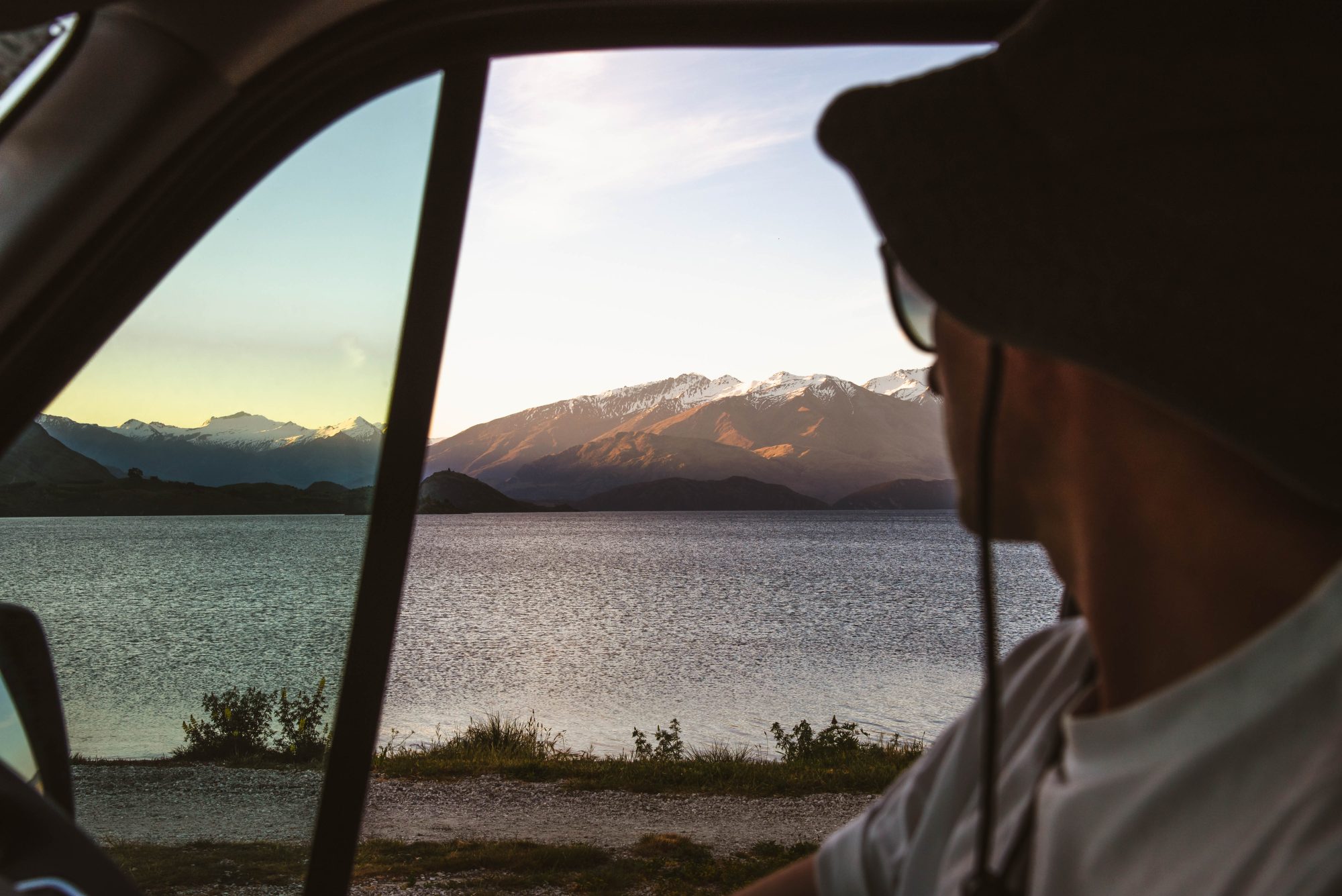 Man driving camper van